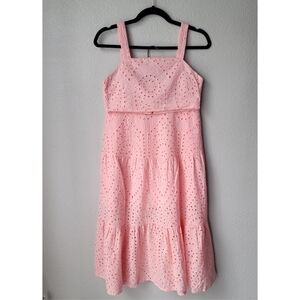 NWT Eyelet Two-Piece Cropped Cami and Maxi Skirt Set Size Large In Pink